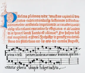 Faksimile einer Seite mit illuminiertem Anfangsbuchstaben 